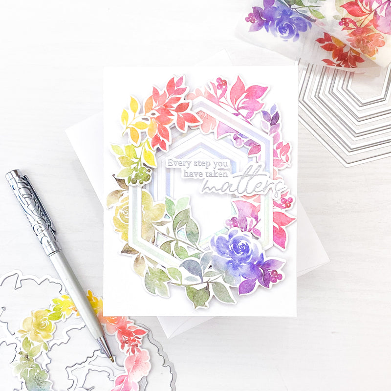 Rainbow Floral Washi die