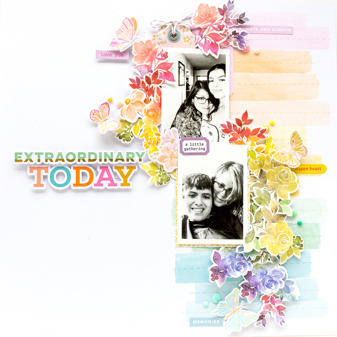 Rainbow Floral Washi die