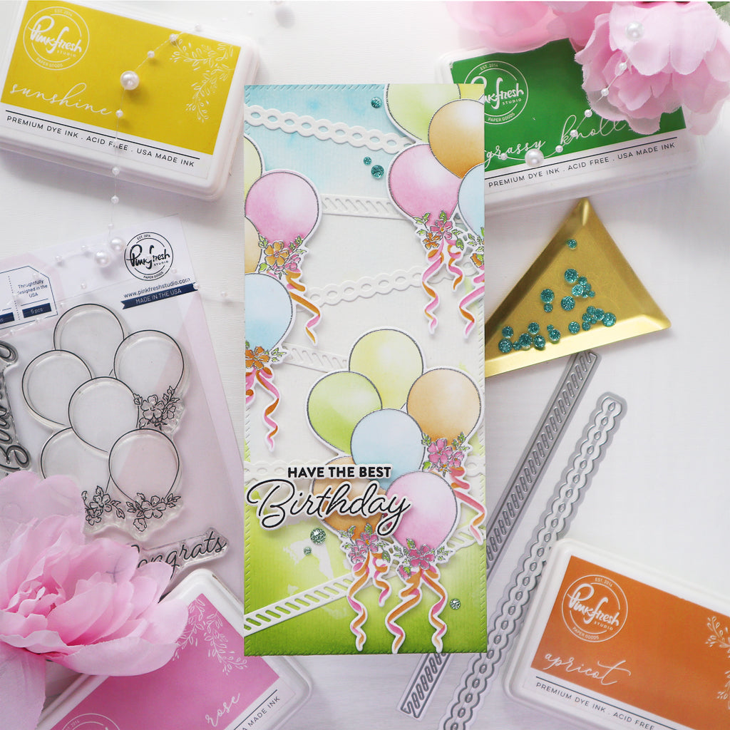 Ribbons & Balloons stencil – Pinkfresh Studio
