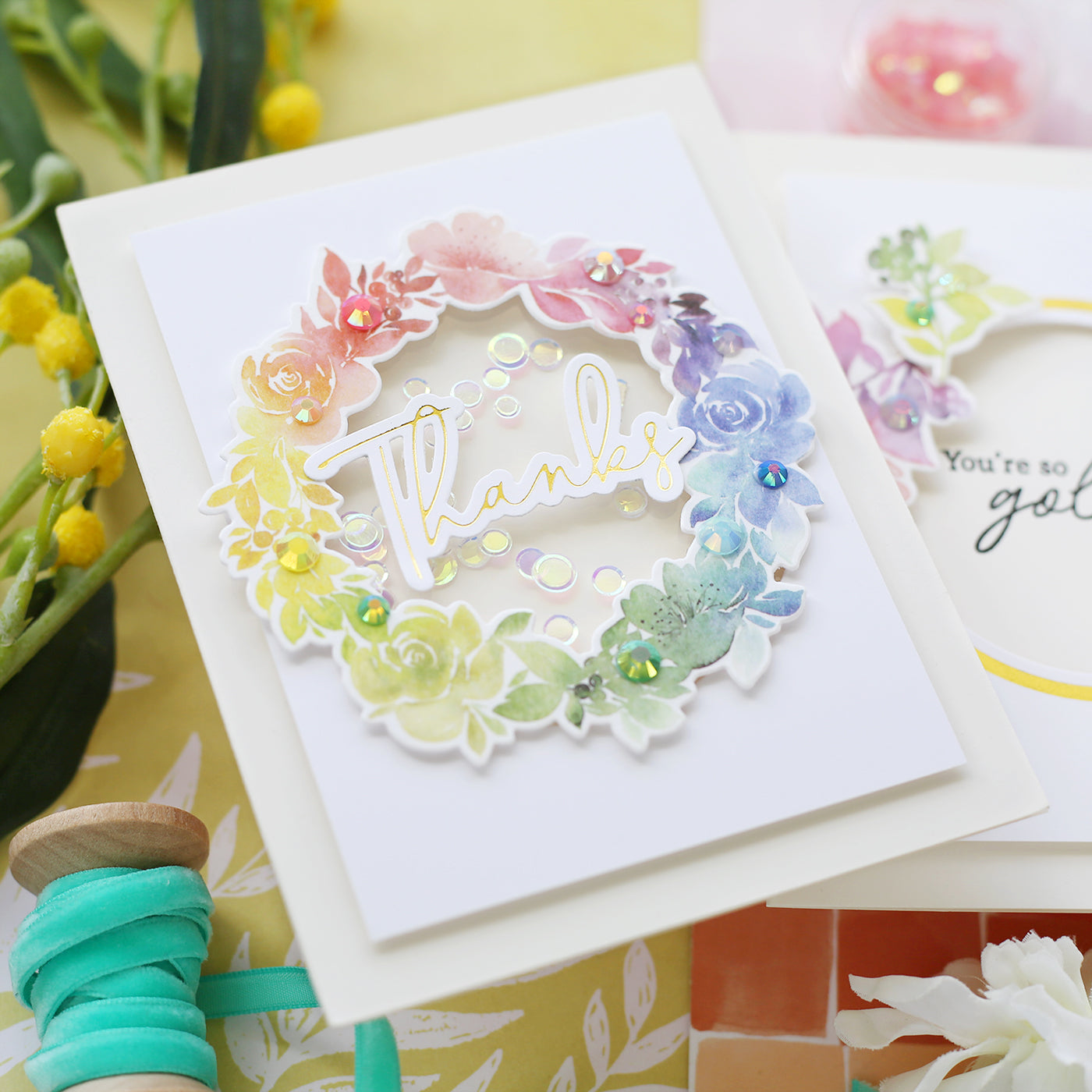 Rainbow Floral Washi die – Pinkfresh Studio
